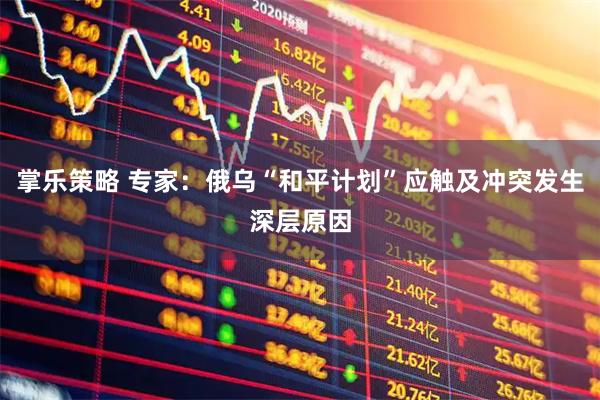 掌乐策略 专家：俄乌“和平计划”应触及冲突发生深层原因